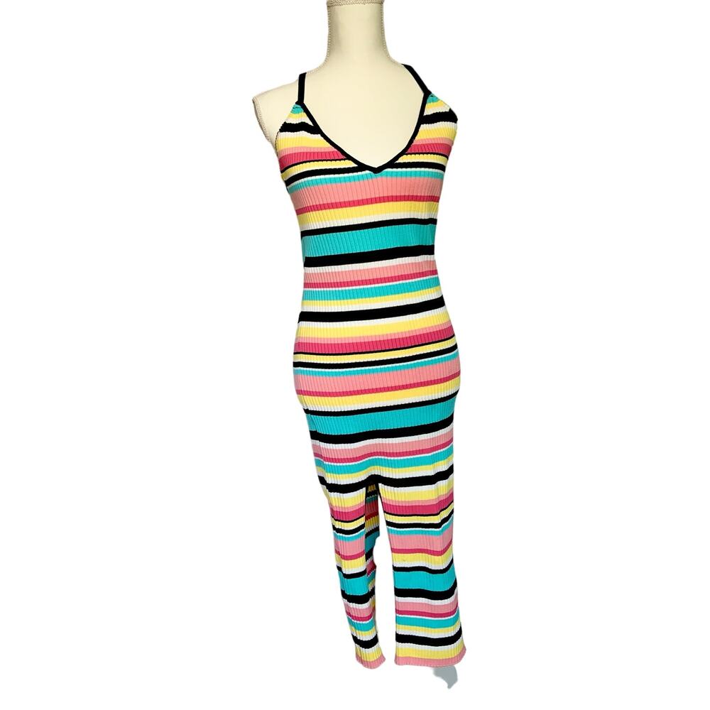 Love Star Multicolored Striped Body Con Maxi Dress with Split Front Women's 3X